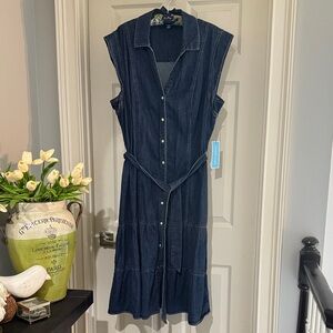 Draper James Denim Sleeveless Midi Dress